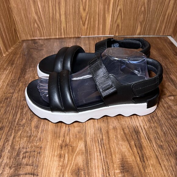 Sorel Shoes - Sorel VIIBE Womens Flat Black Leather Sandals Size 9 Adjustable Casual Shoes
